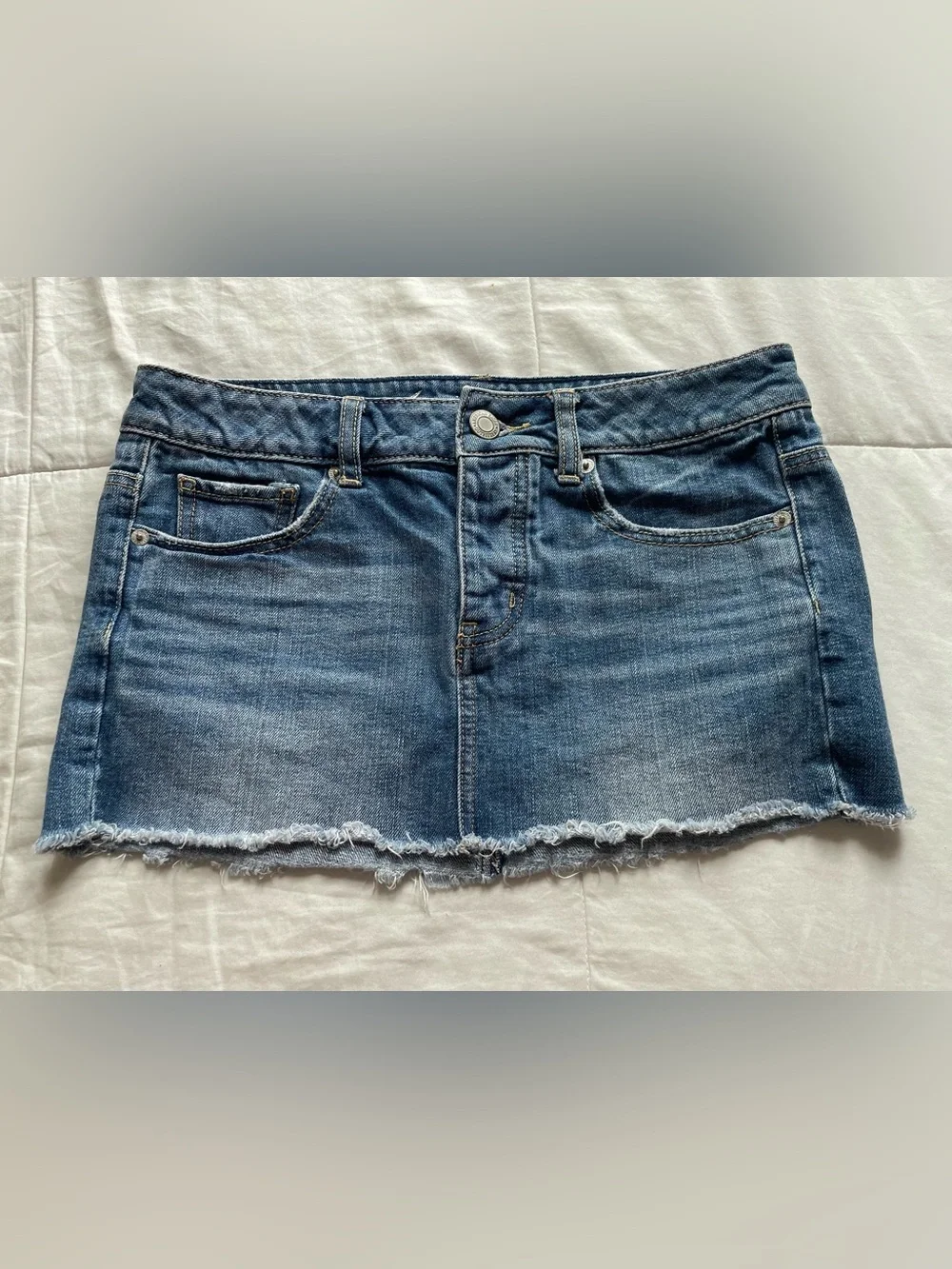 American Eagle Y2K Low Rise Micro Mini Blue Denim Skirt 2 Casual 2000s Preppy